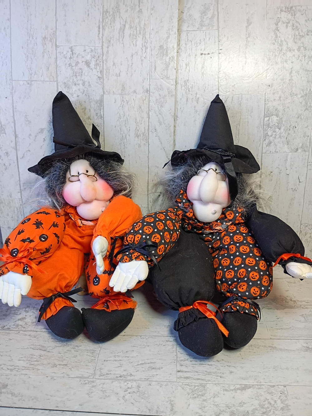 Vintage Granny Witch Halloween Self Sitter Beanie Plush Stuffed Soft Doll Toy